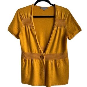 Classiques Entier Linen Blend button short sleeve cardigan
